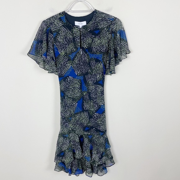 Reiss Dresses & Skirts - REISS Sophie Chiffon Mini Dress Green Jungle Print Green  Size 0